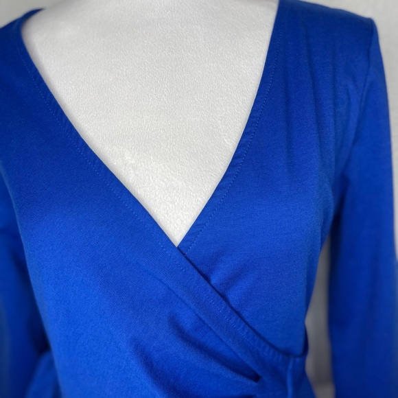 NWT Whimsy Wrap Dress Cobalt Blue Ruffle Hem Flowy 3/4 Sleeves Size Small - Picture 6 of 11